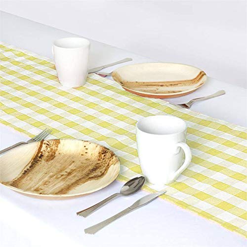 Balsacircle 14 X 108-Inch Yellow Gingham Checkered Table Top Runner - Wedding Party Event Reception Occasions Linens Decorations